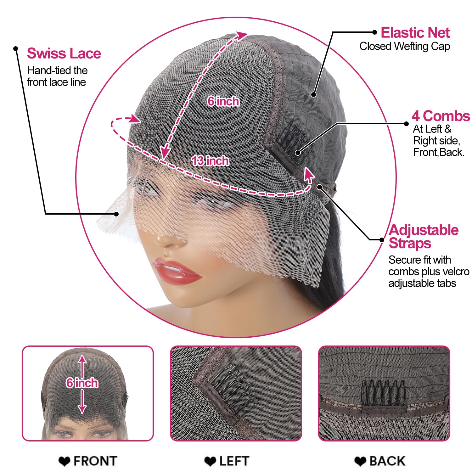 Texture showcase of the silky and smooth unprocessed natural black straight human hair