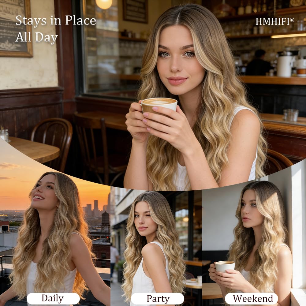 HMHIFI ash brown and beach blonde premium cosplay costume hair replacement extension