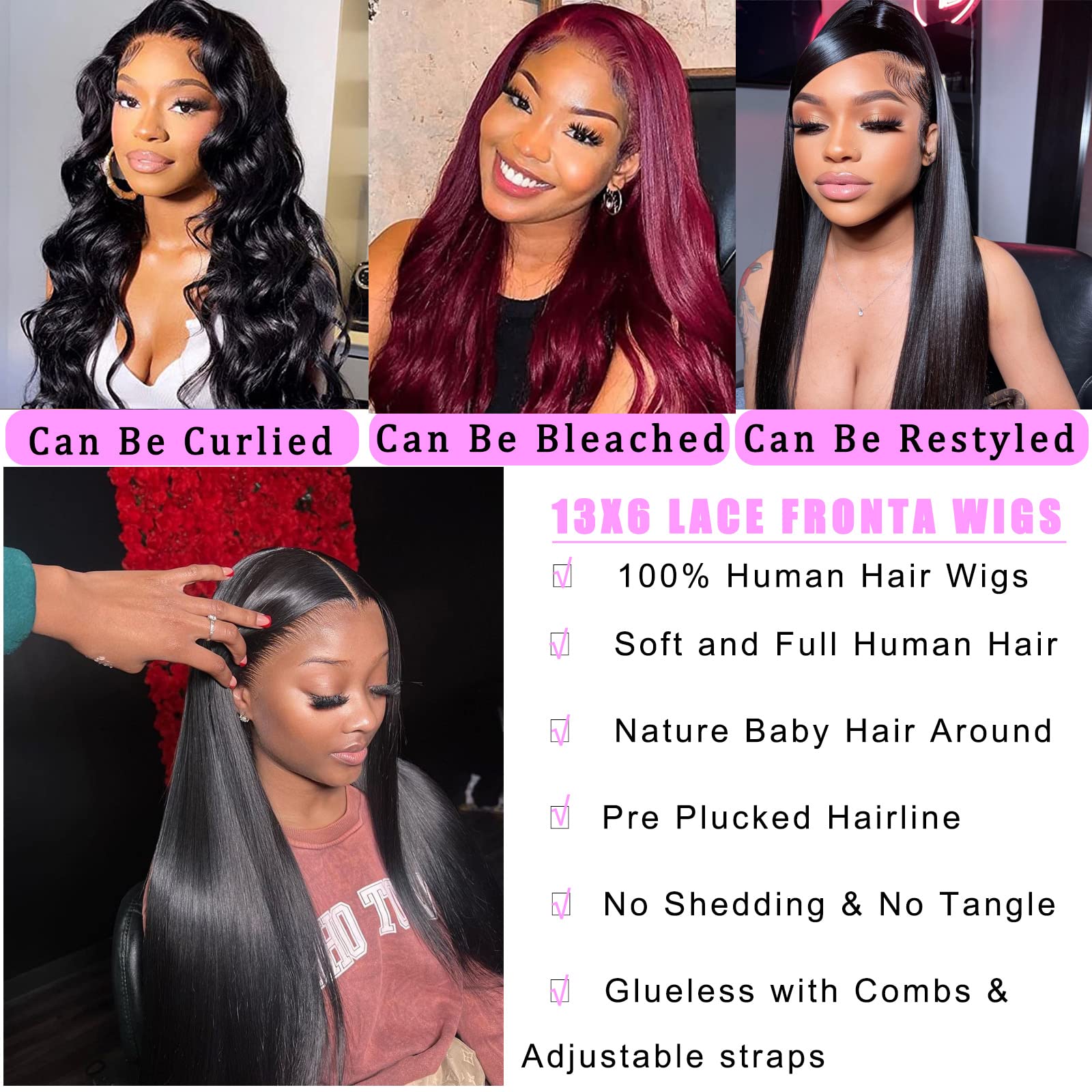 Close up view of the pre plucked HD transparent lace hairline on the 180 density wig