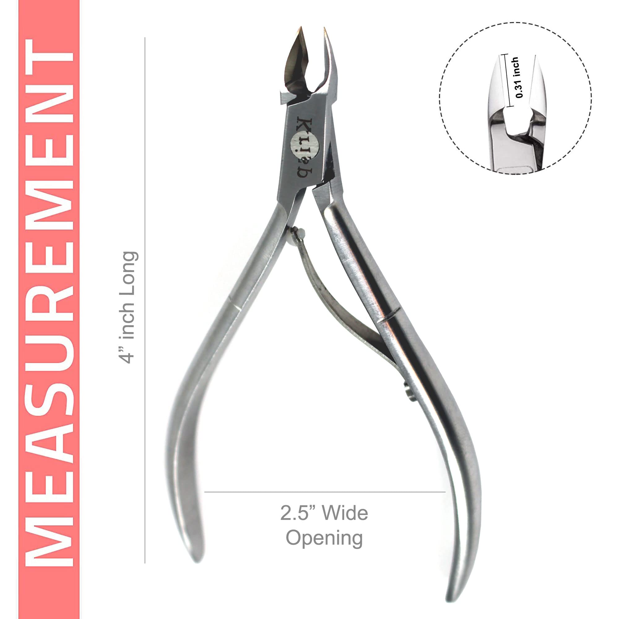 Close up of 3/4 jaw stainless steel cuticle nipper blades