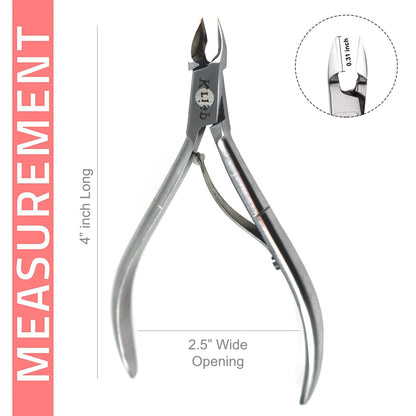 Close up of 3/4 jaw stainless steel cuticle nipper blades