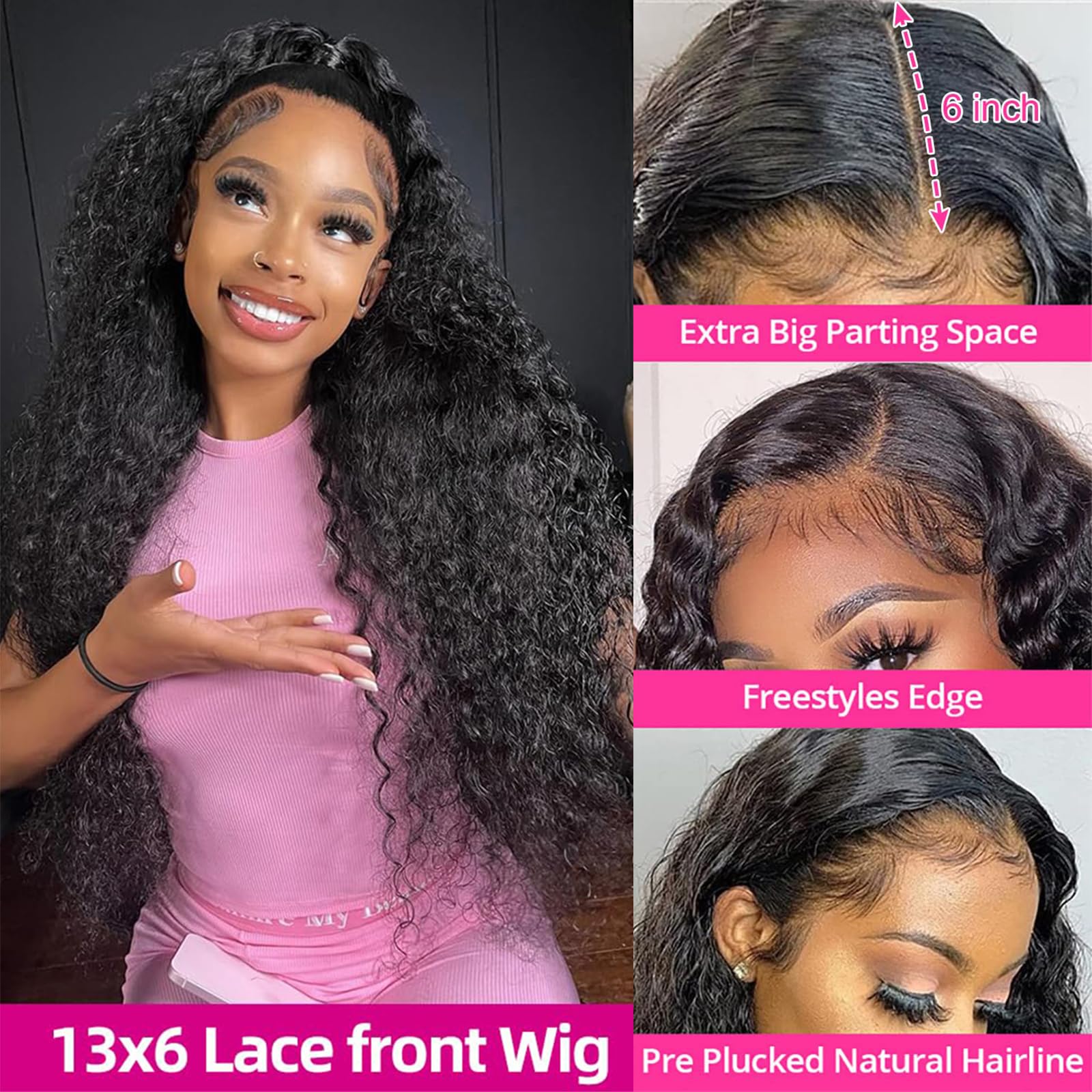 Close-up of the 13x6 HD transparent lace on the KVFCT human hair wig.