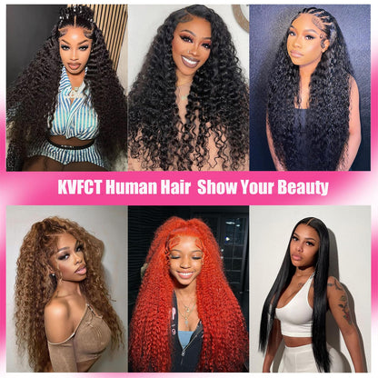 Side profile of a woman wearing the authentic 30 inch deep wave human hair wig.