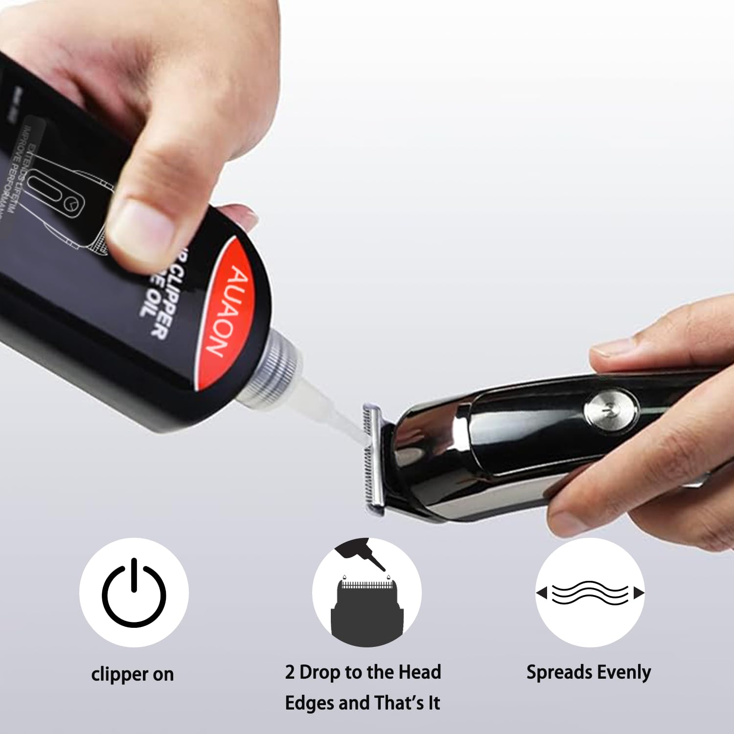 Professional grade barber hair clipper oil bottle highlighting the 120ml fluid capacity.