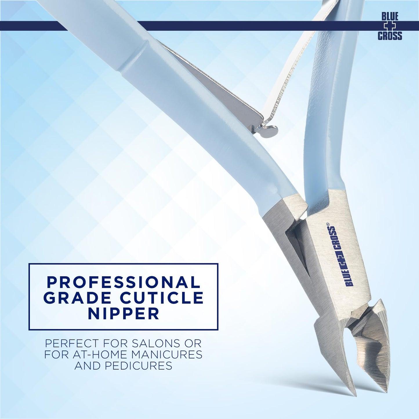 Blue Cross nail care trimmer with six millimeter jaw size close up view