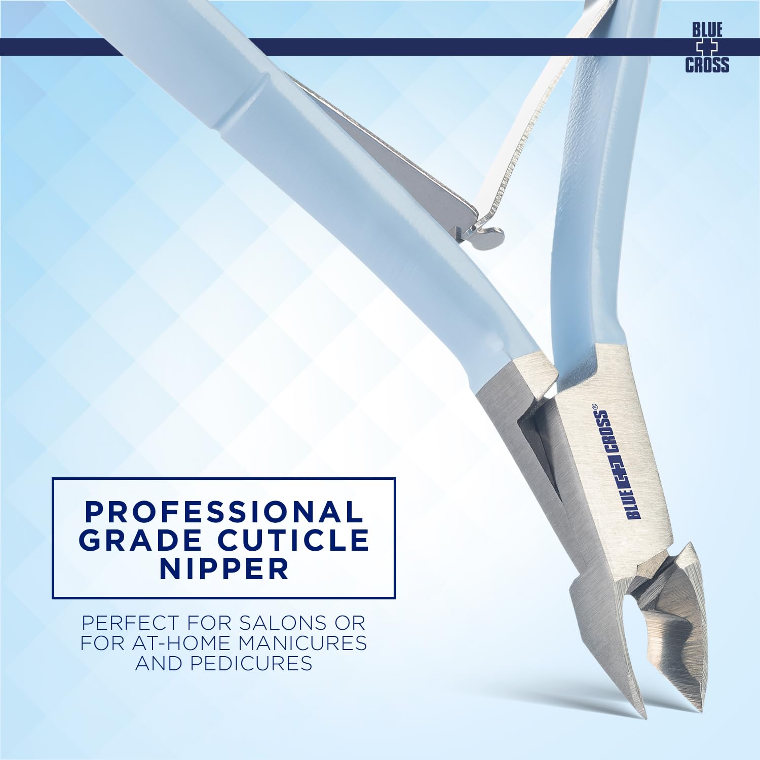 Blue Cross nail care trimmer with six millimeter jaw size close up view