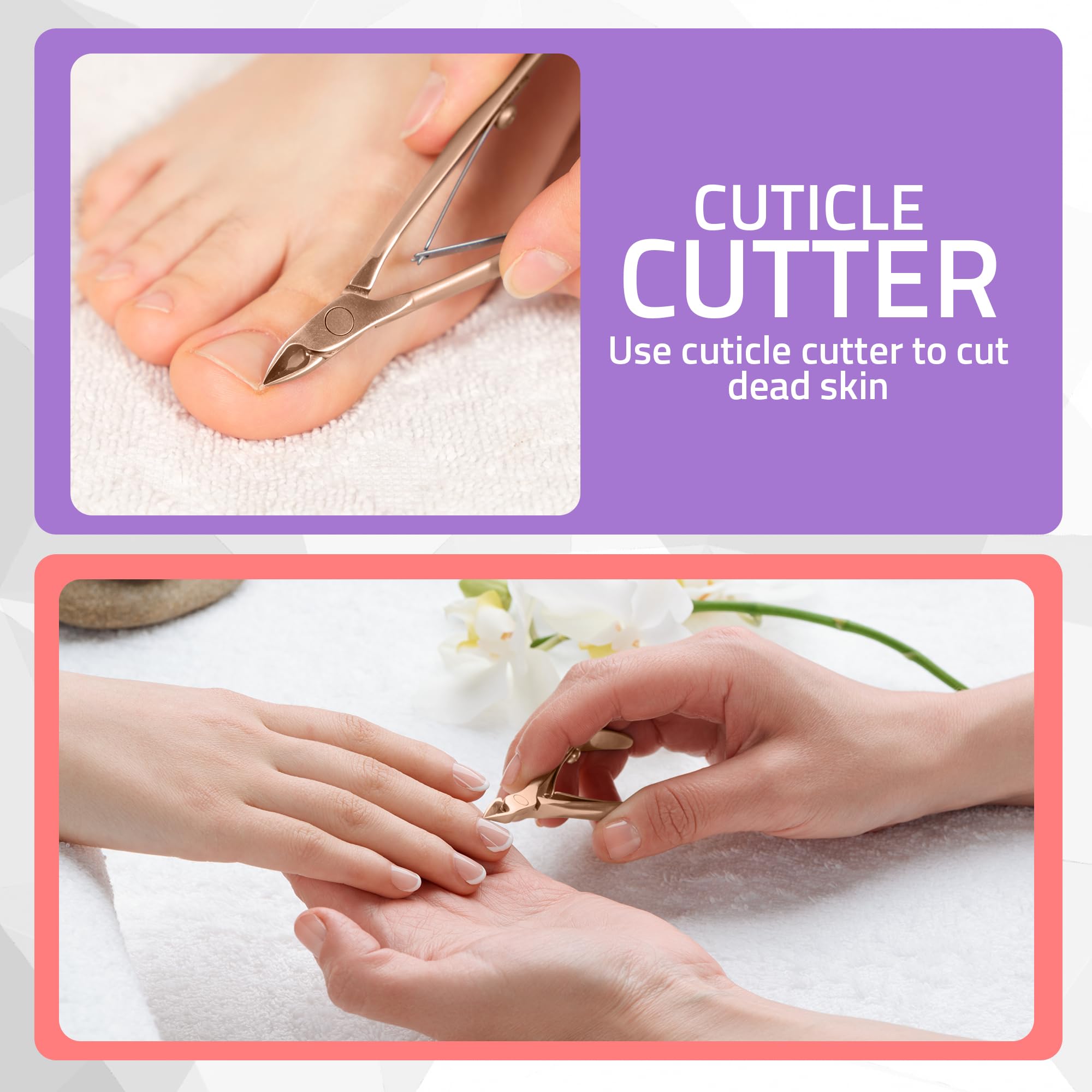 Ergonomic non slip handle design of the Utopia Care professional cuticle trimmer kit