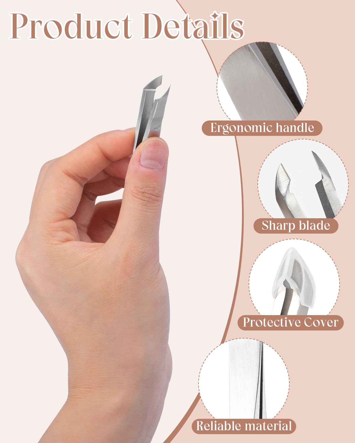Ergonomic silver hangnail clipper for comfortable finger and toe care