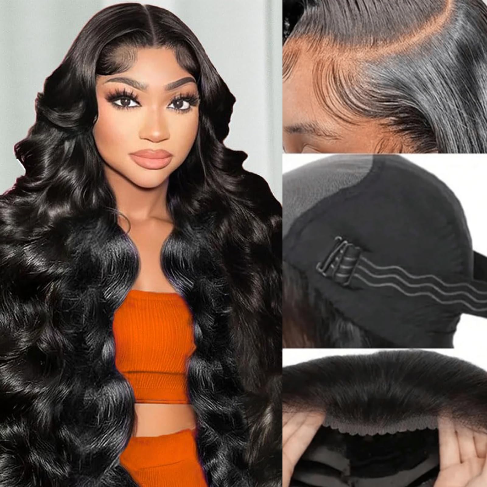 BunGiol body wave lace closure wig 24 inch length perspective view