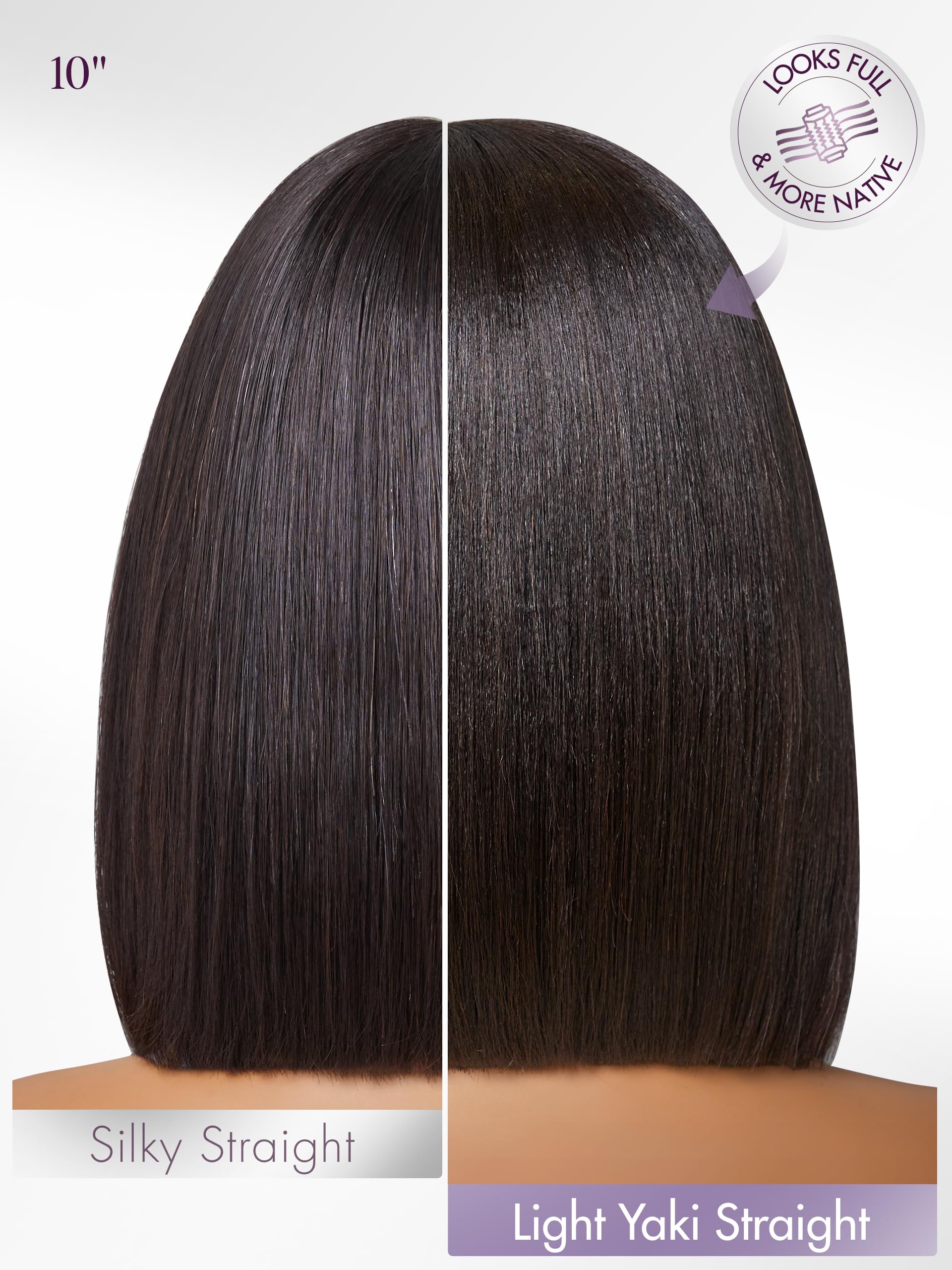 LUVME HAIR light yaki straight bob wig texture detail highlighting the realistic relaxed hair appearance