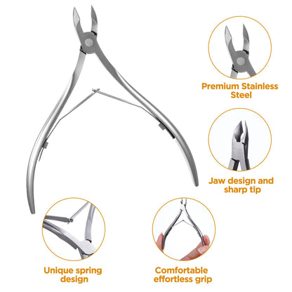 Ergonomic curved handle and double spring mechanism of the Ptwola nail nippers