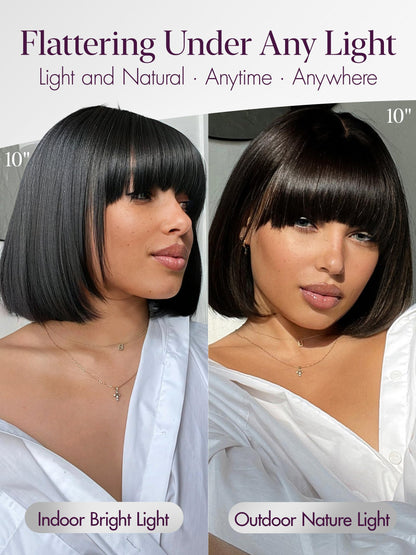LUVME HAIR glueless 180 density bob wig style demonstration on model highlighting daily wear comfort