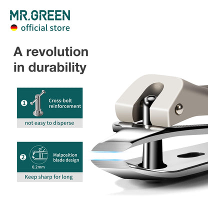 Close up view of the hand-finished incorrectly placed blades on MR.GREEN professional nail tool