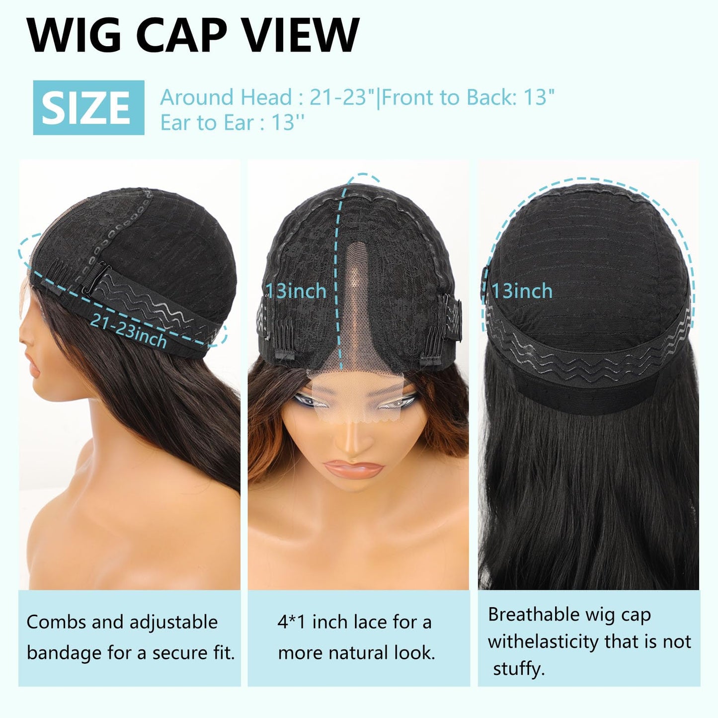 Detailed view of the premium transparent Swiss lace hairline material for seamless blending
