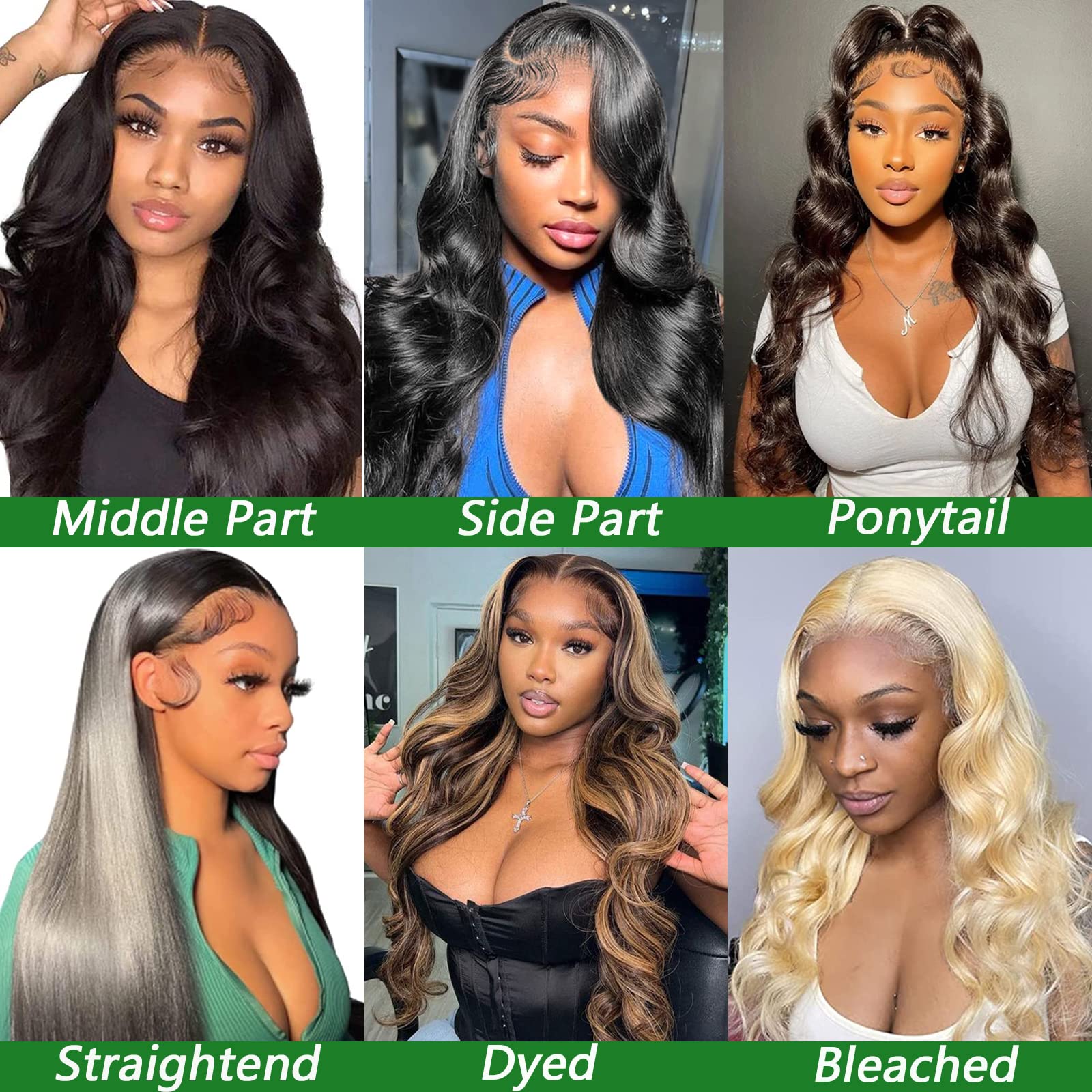 Side profile of the 180 density body wave wig highlighting volume, thickness, and realistic hair flow.