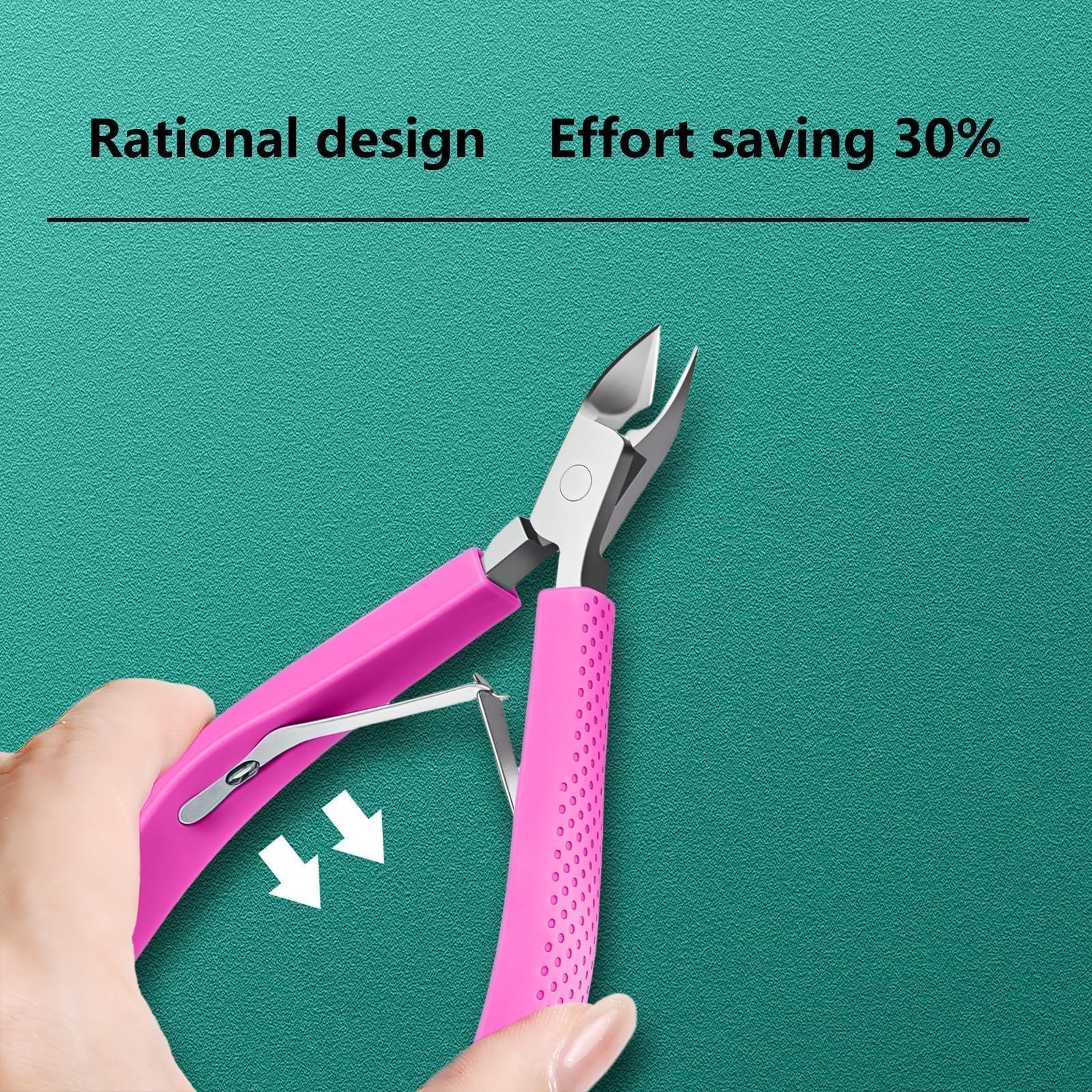 Close up of the professional jaw blades on the Xuancai cuticle cutter tool for precise nail care.