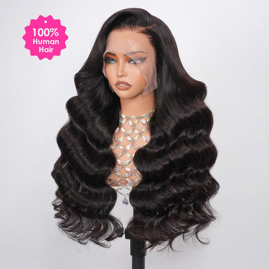 Close up view of thirteen by six inch HD transparent Swiss lace frontal on a mannequin.