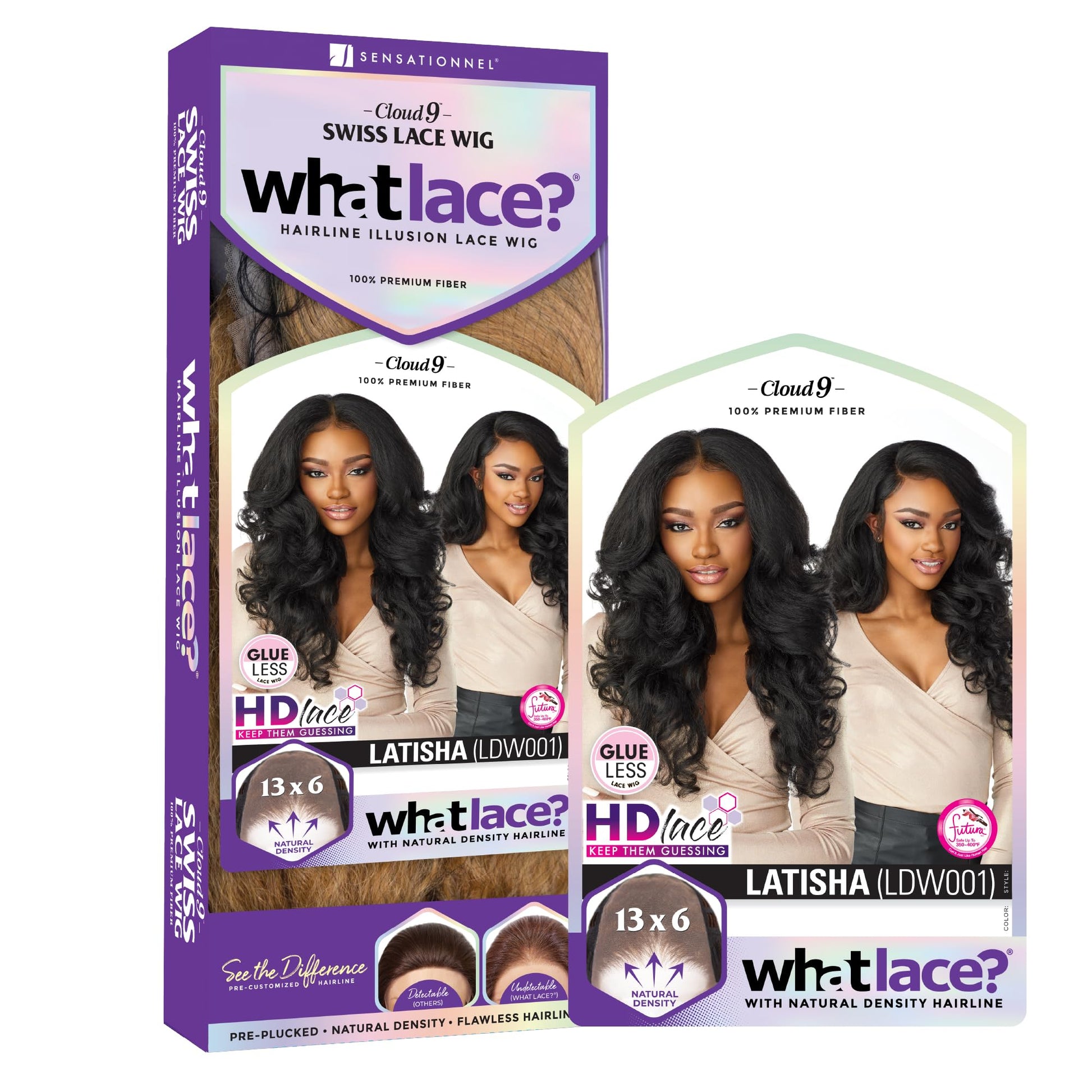 Packaging box for the authentic USA imported Sensationnel Synthetic Cloud9 What Lace wig