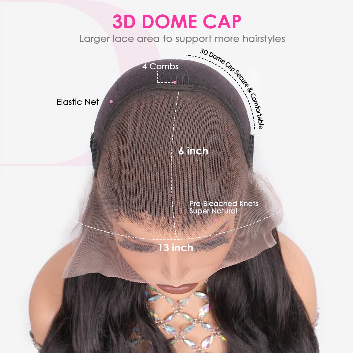 Back view of the premium 9A grade human hair wig demonstrating full body wave texture.