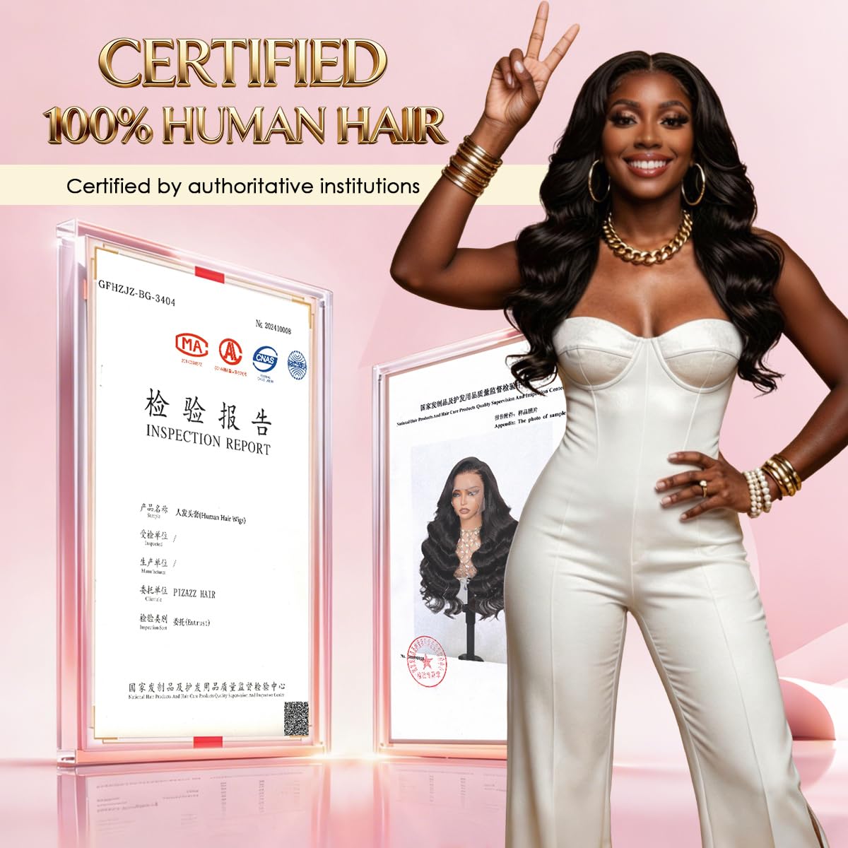 Premium imported human hair wig styled seamlessly blending with skin tone.