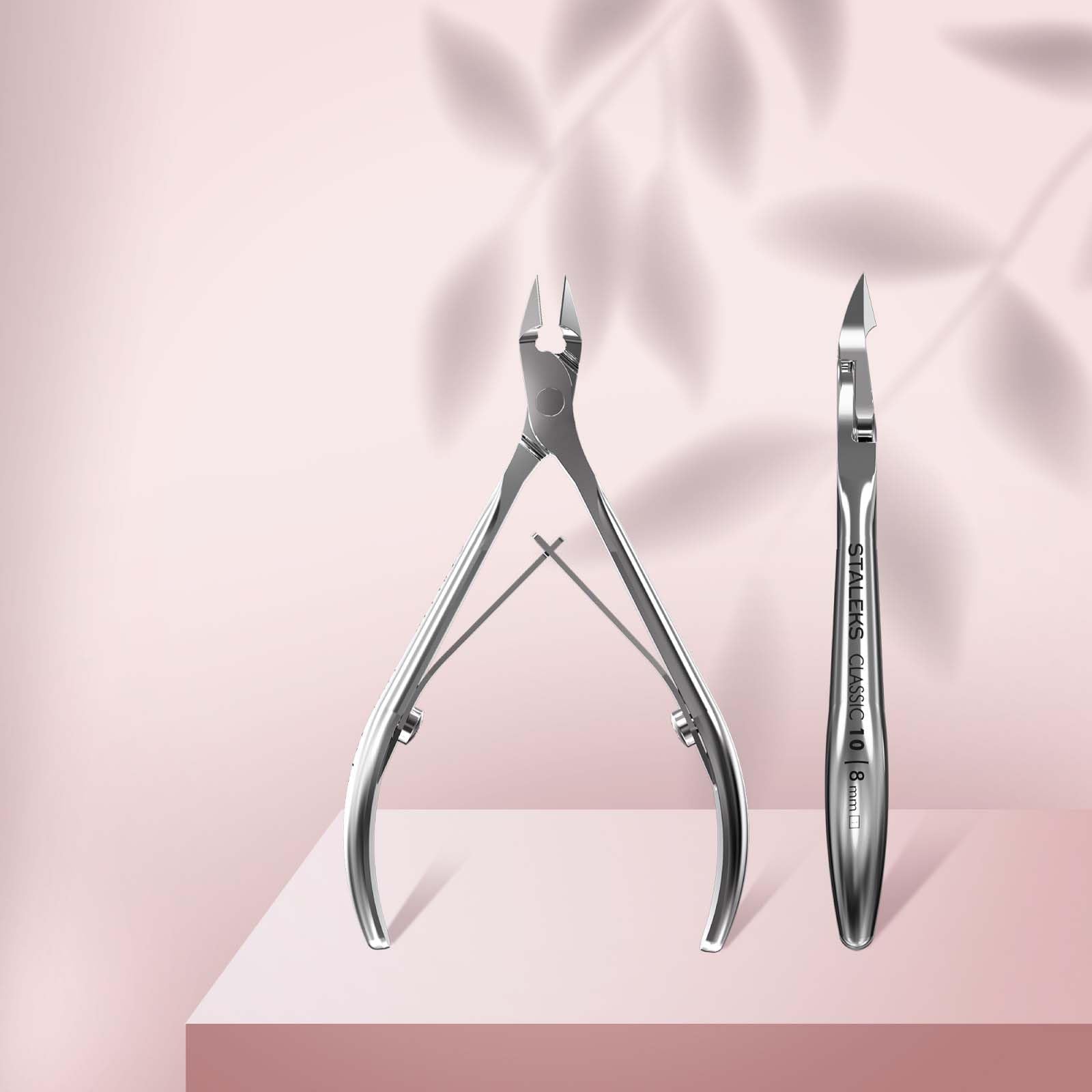 Side profile of Staleks Classic nippers showing ergonomic handle