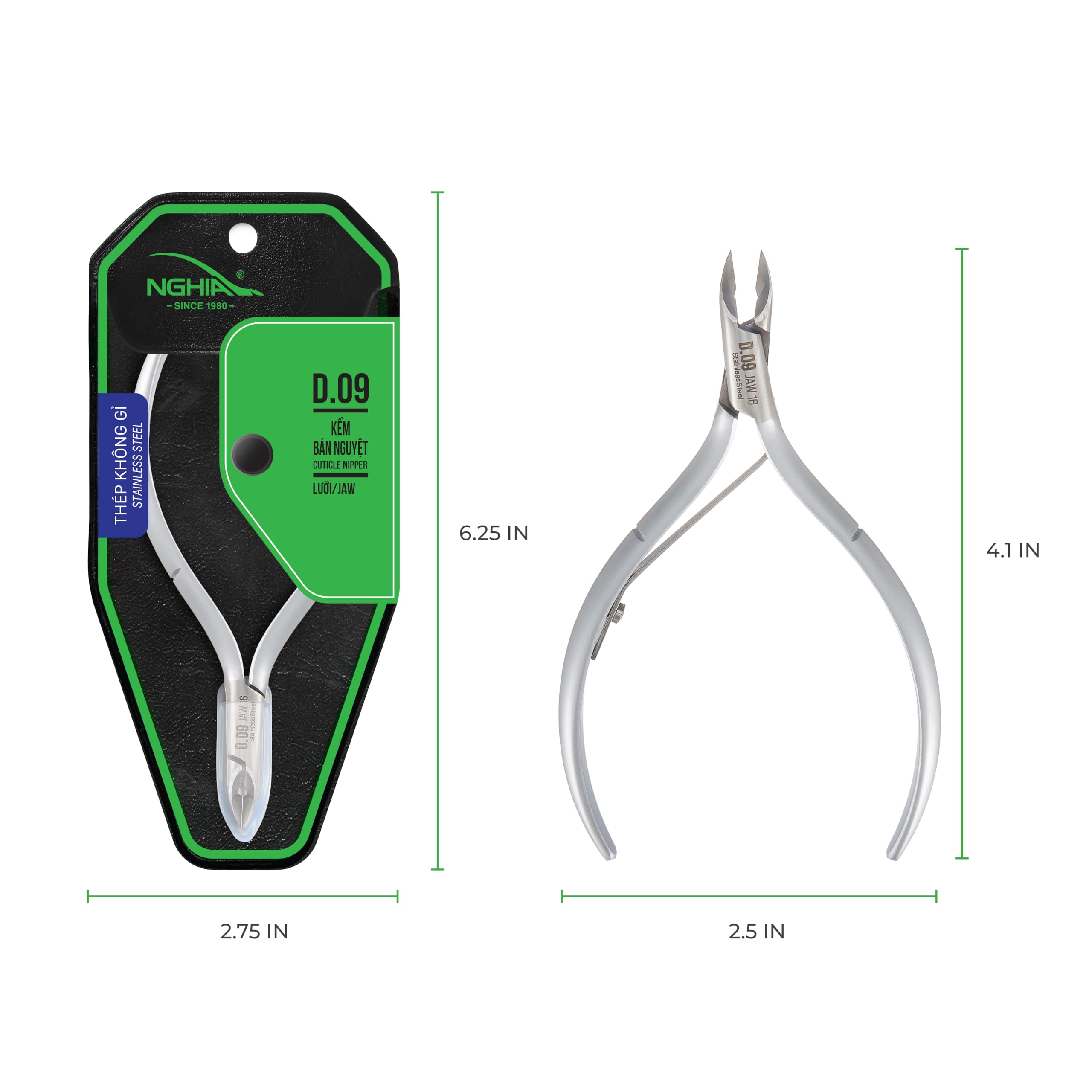 Close up of Nghia cuticle nipper sharp blade and jaw