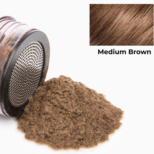 Caboki hair building fibers applied to thinning crown area