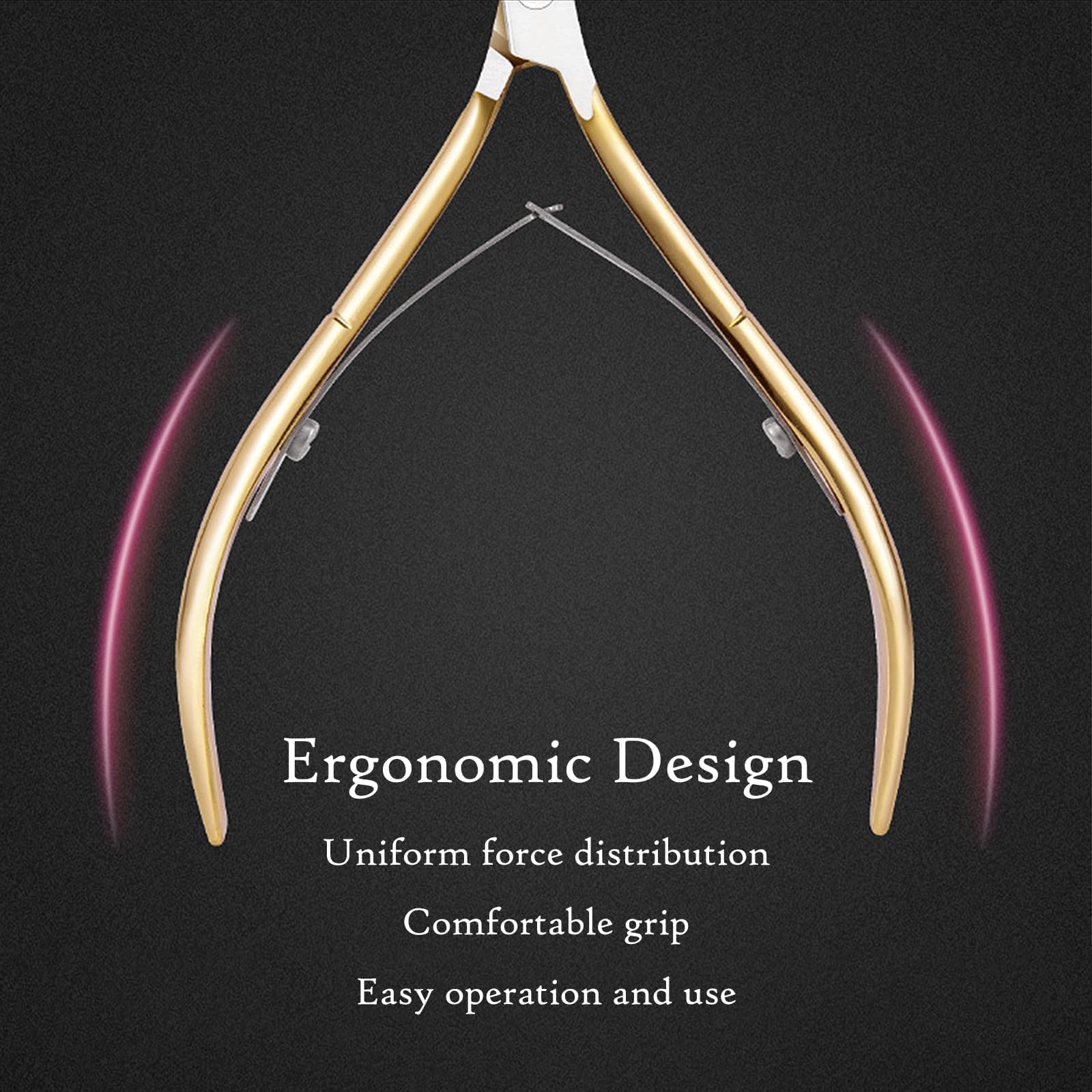 Rose gold cuticle nipper showing sharp blades for nail care
