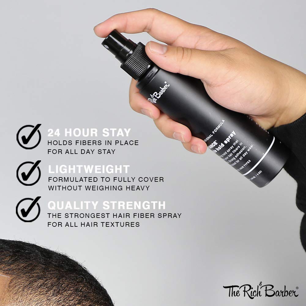Authentic USA imported hair fiber setting spray bottle label details
