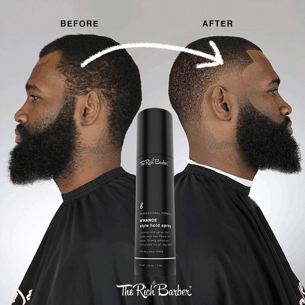 Clear spray bottle of NHance hold formula for crisp barber line ups