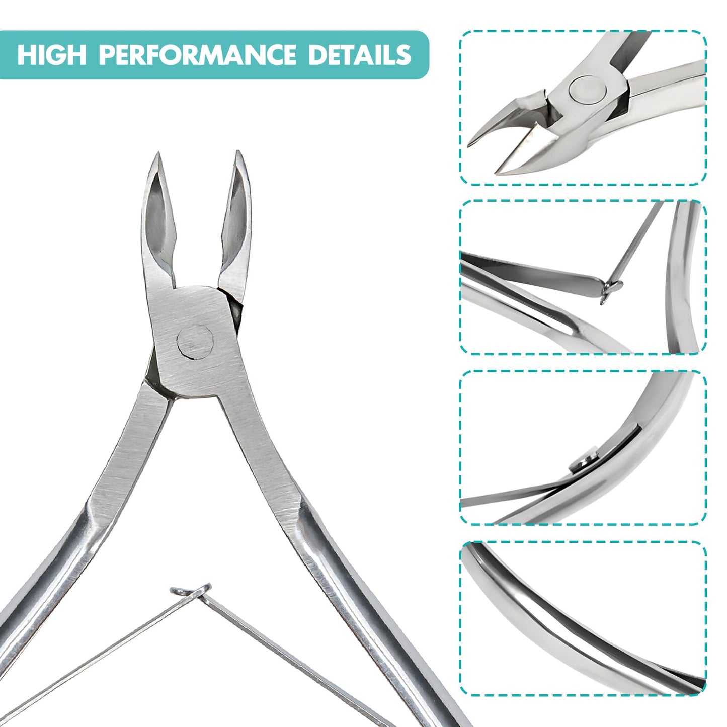 Kootinn premium cuticle nippers close up showing the sharp curved inner blade profile.