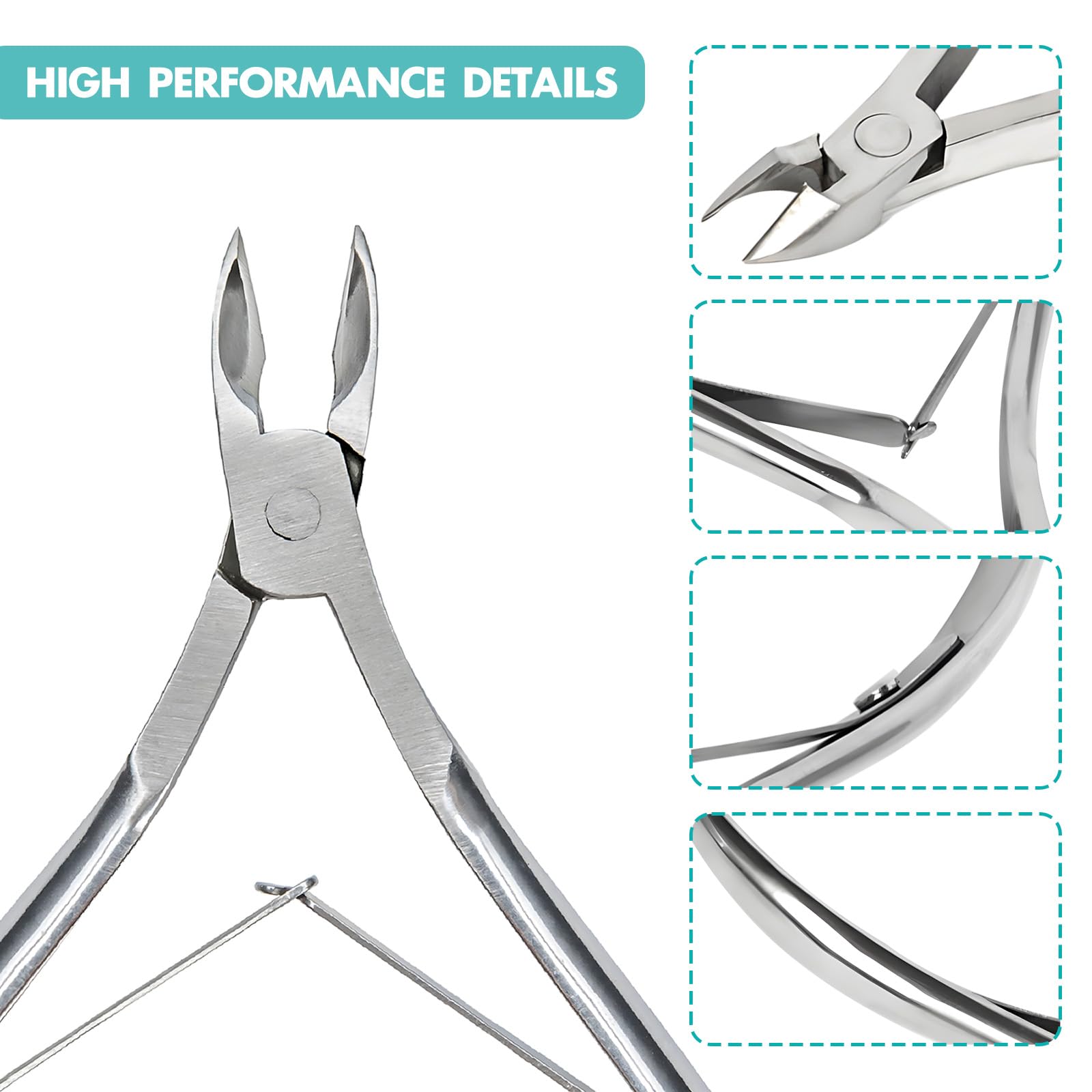 Kootinn premium cuticle nippers close up showing the sharp curved inner blade profile.