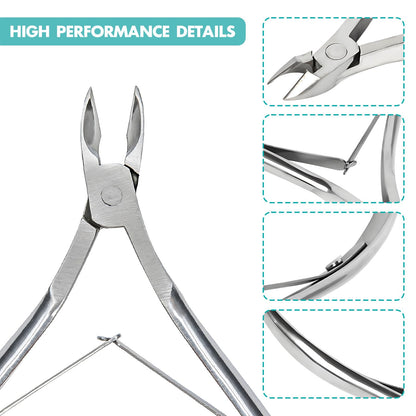 Kootinn premium cuticle nippers close up showing the sharp curved inner blade profile.