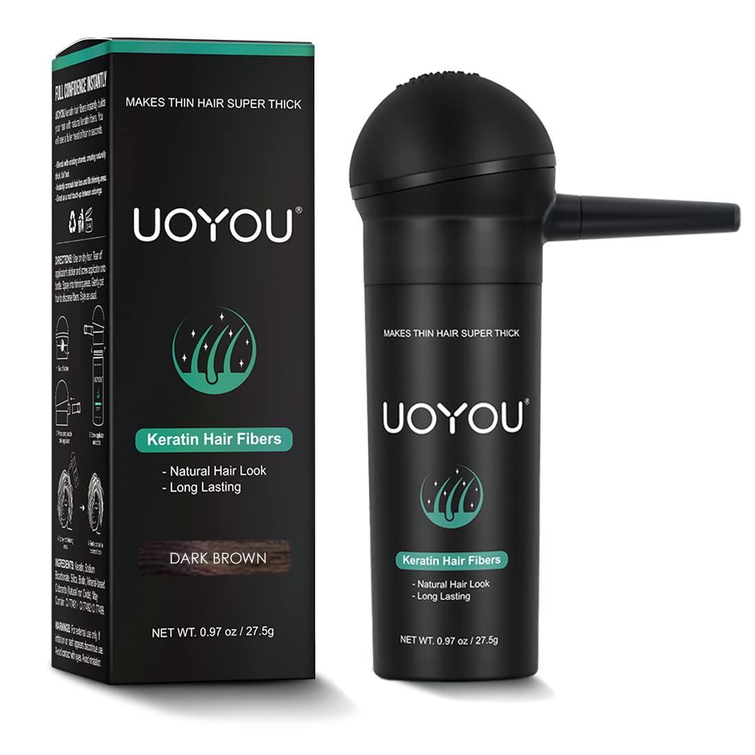 A demonstration of the wind resistant hair fiber powder staying secure on fine hair under styled conditions.