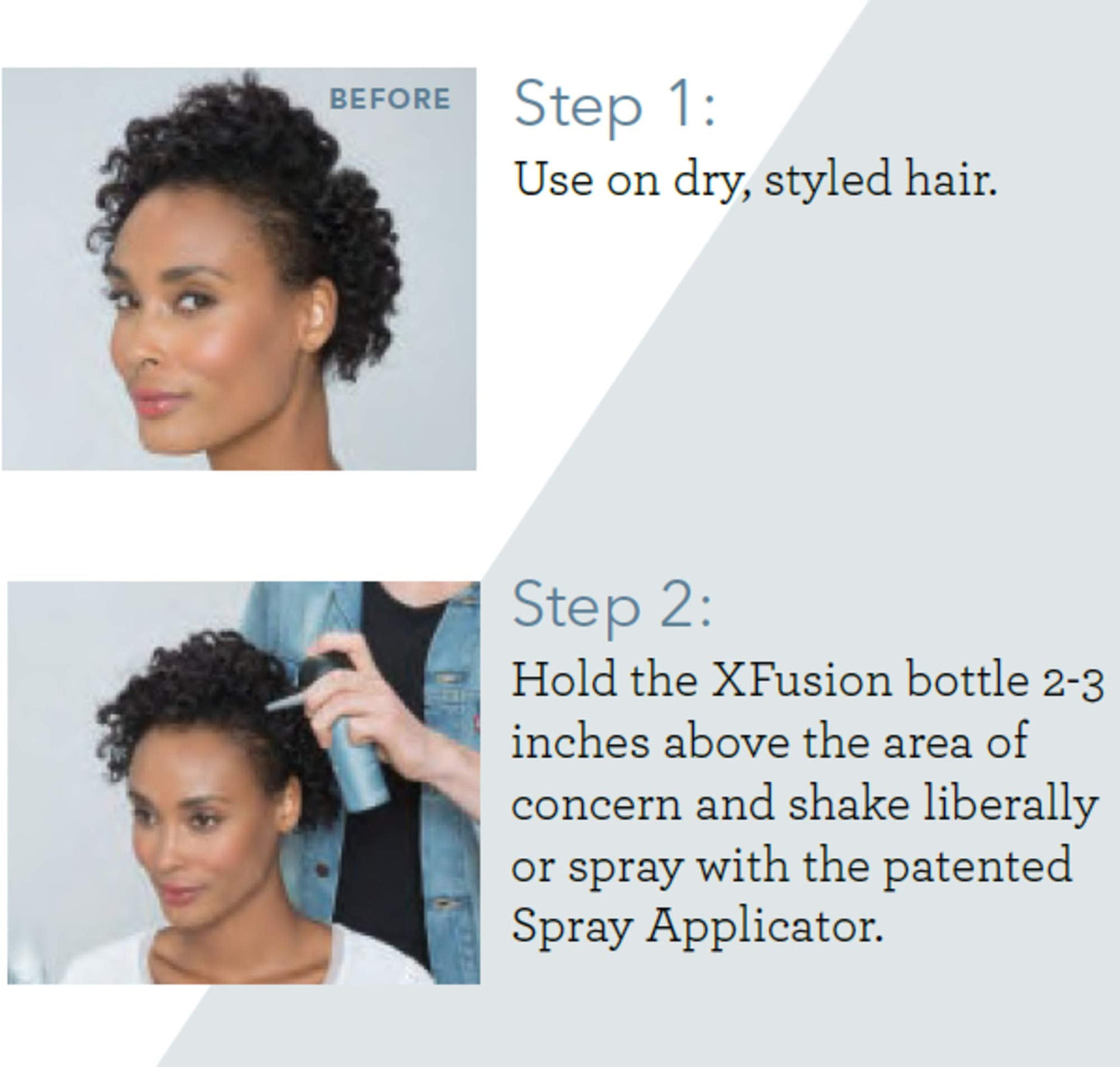 XFusion white hair fiber bottle showing product details