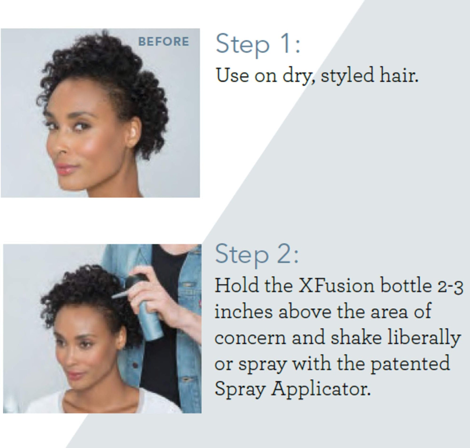 XFusion white hair fiber bottle showing product details