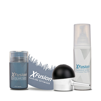Weather resistant cosmetic hair building solution close view