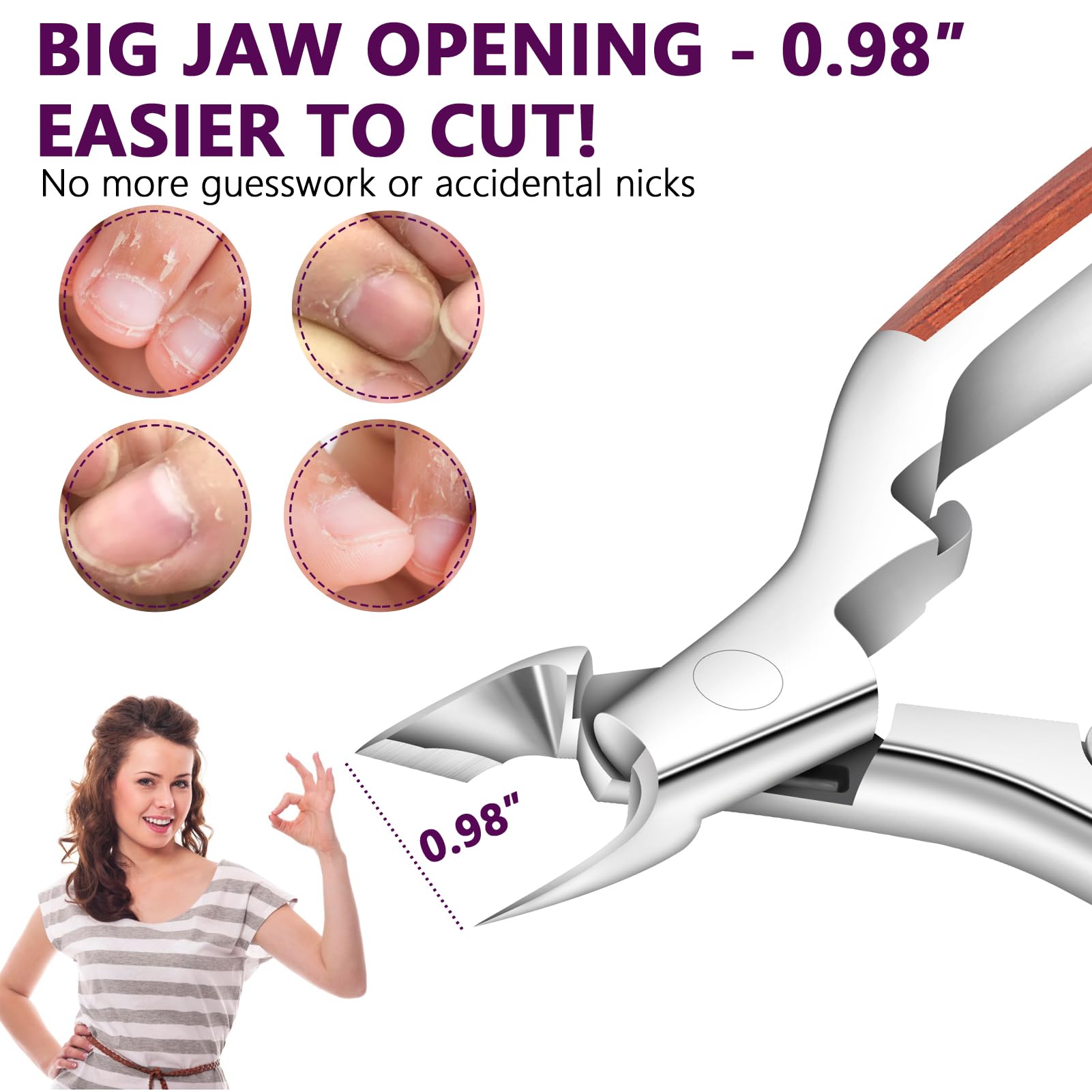 Close up of 0.98 inch jaw on Mudder cuticle nipper