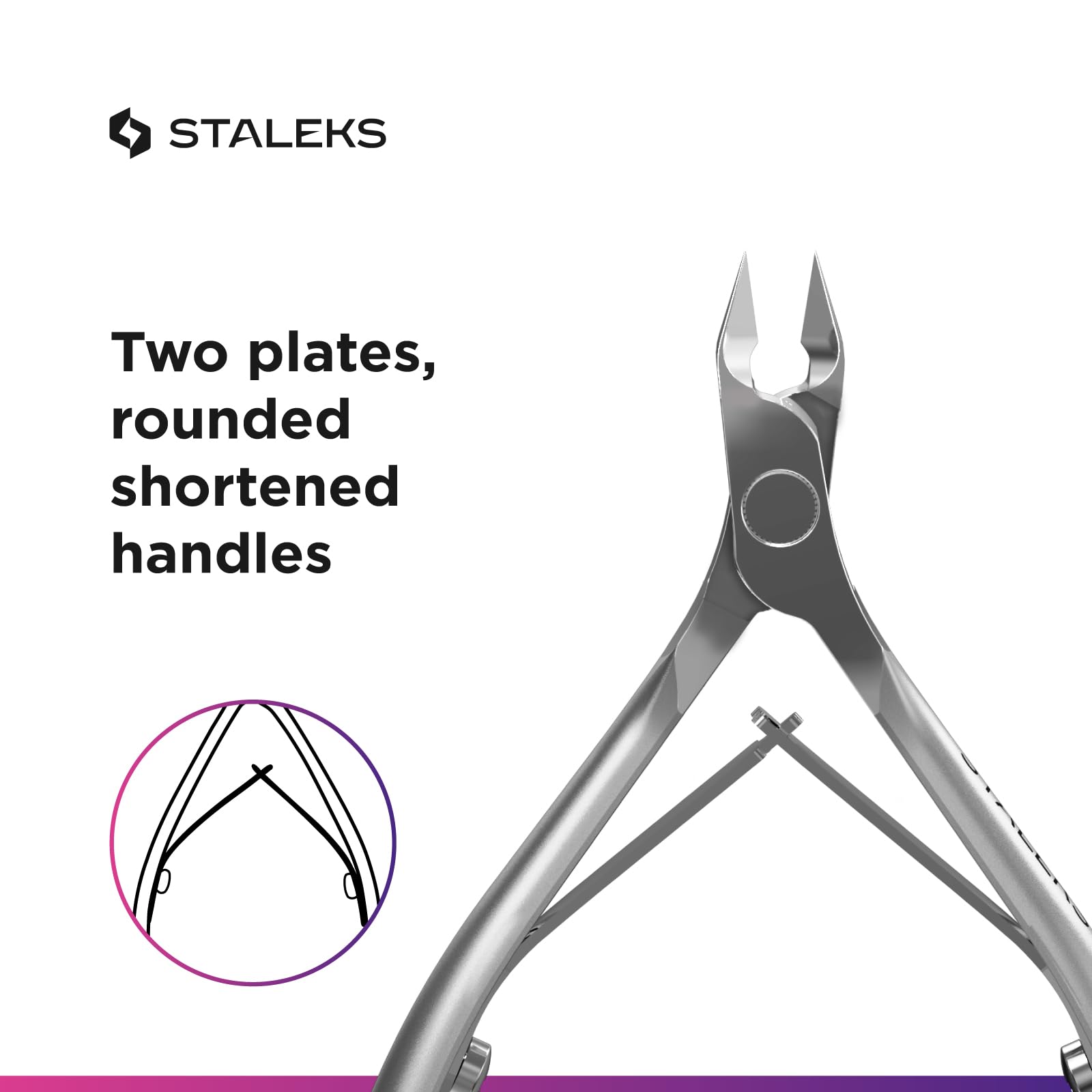 Matte finish stainless steel detail on Staleks Pro tool
