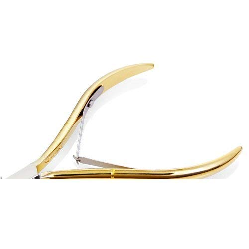 Nghia professional cuticle nipper showing gold plated double spring mechanism