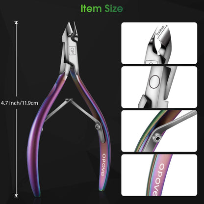 Close up of ergonomic handle on Opove X7 cuticle cutter