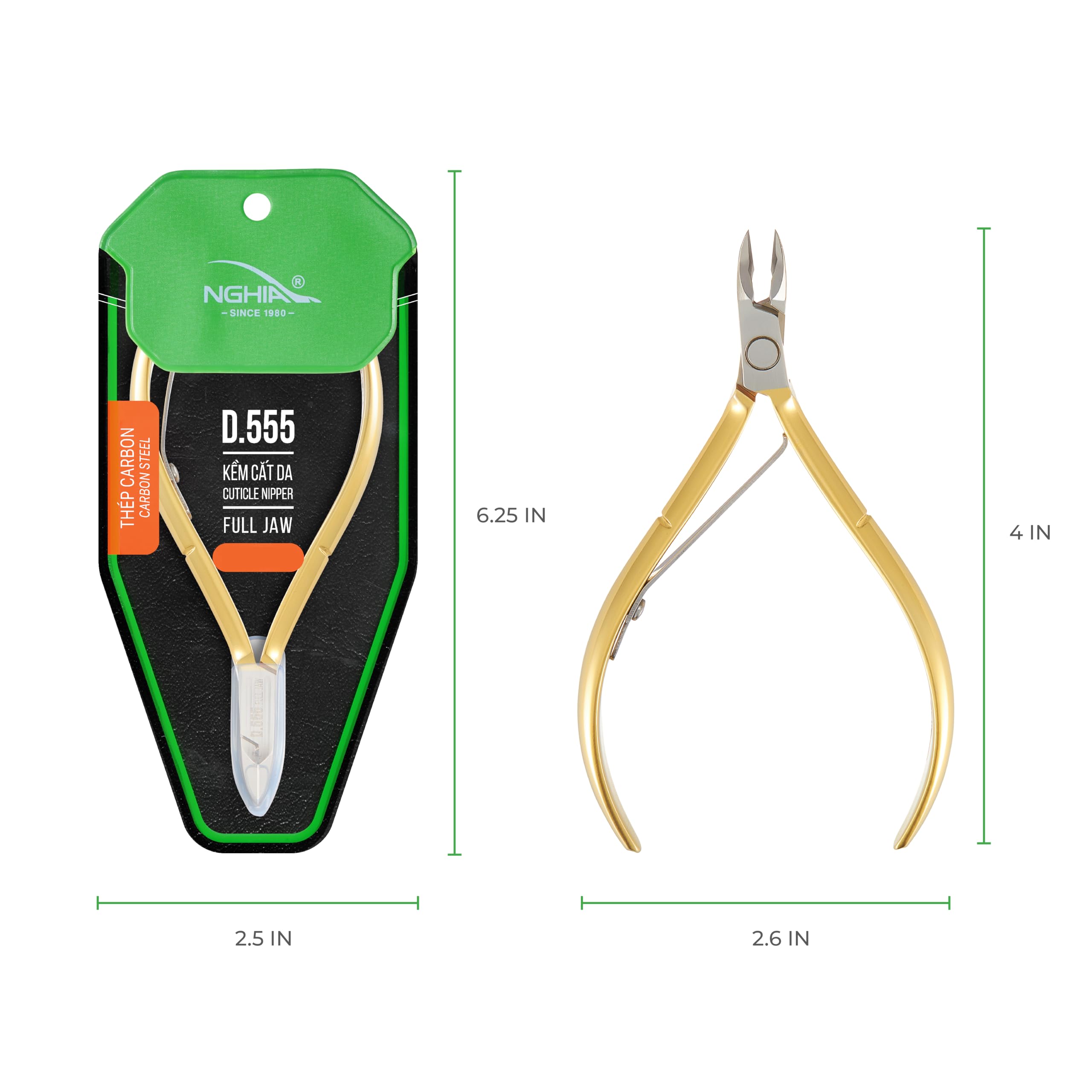 Close up of gold plated Kem Nghia cuticle nipper jaw