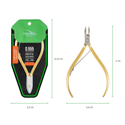 Close up of gold plated Kem Nghia cuticle nipper jaw