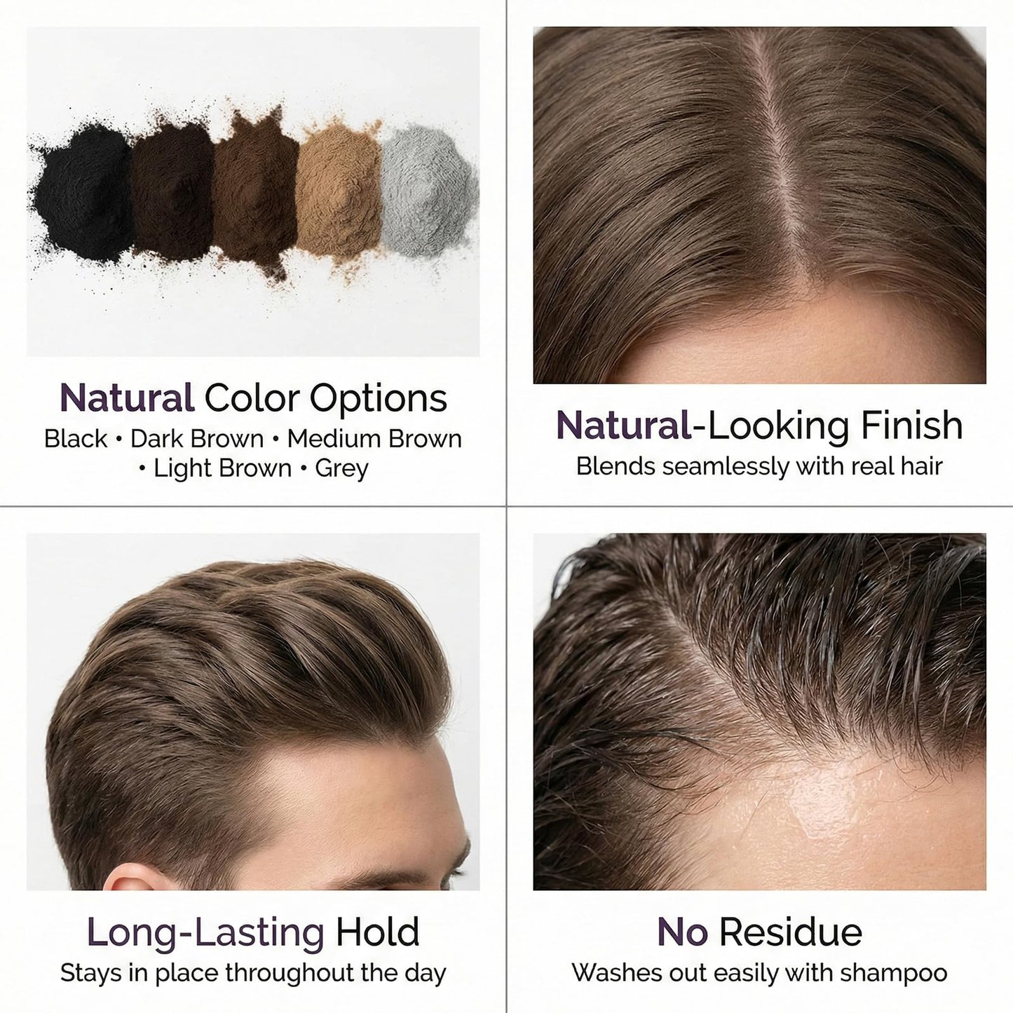 Unisex hair fiber powder canister with removable sifter cap for easy application