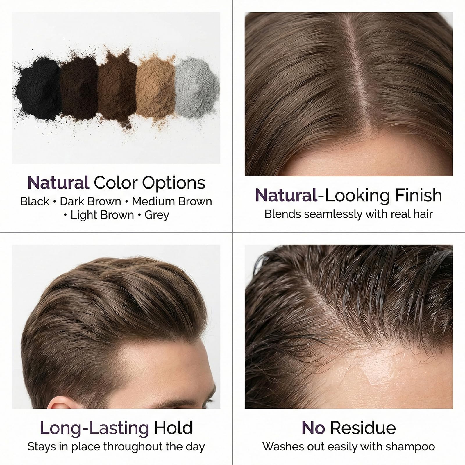 Unisex hair fiber powder canister with removable sifter cap for easy application
