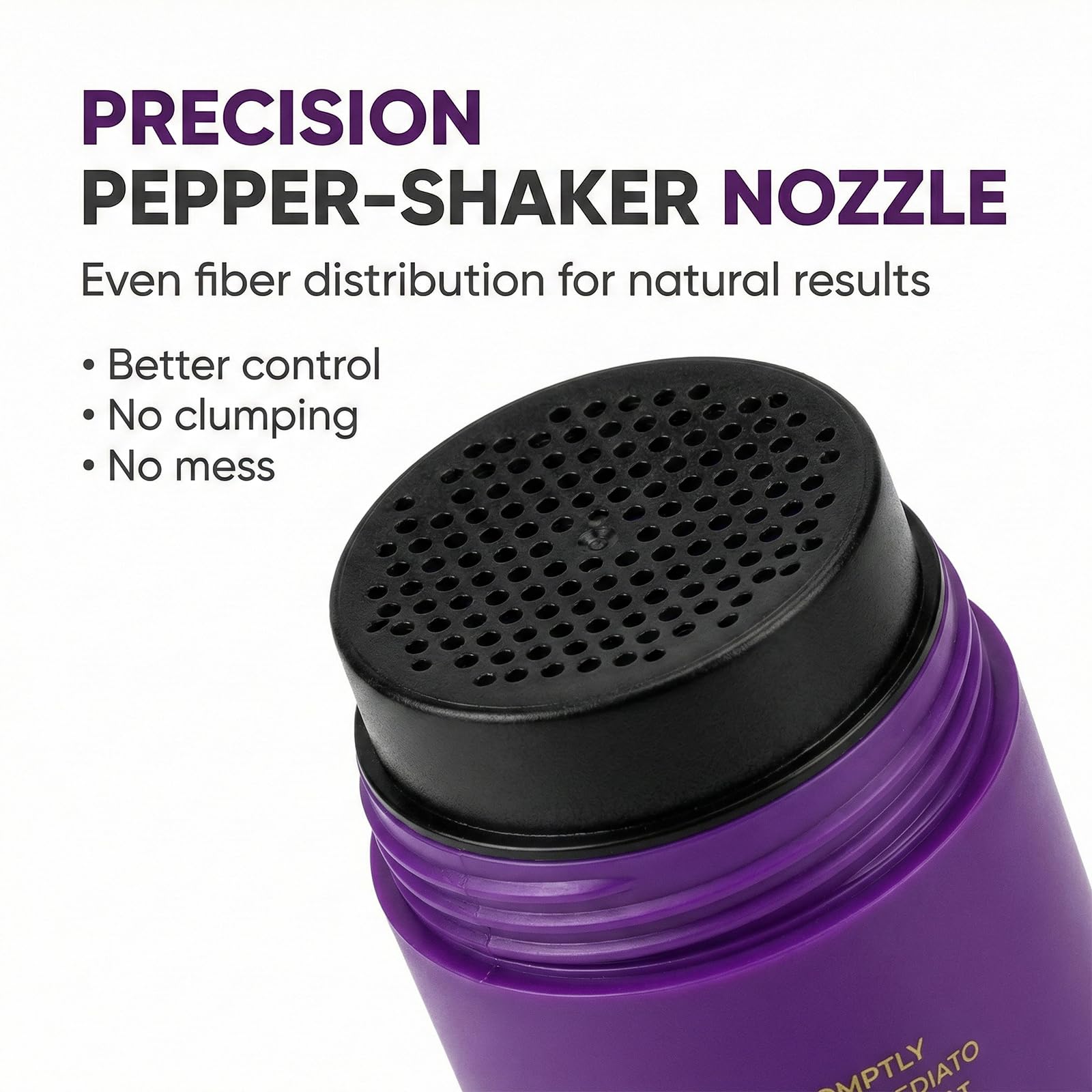 Premium imported hair concealer powder showing close up texture of micro fibers