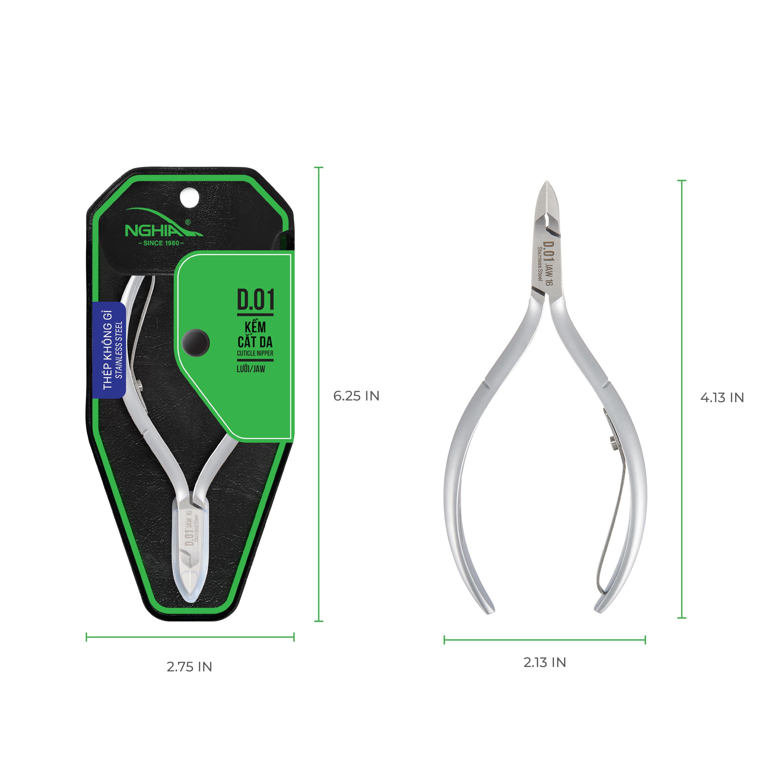 Professional Nghia stainless steel cuticle nipper close up