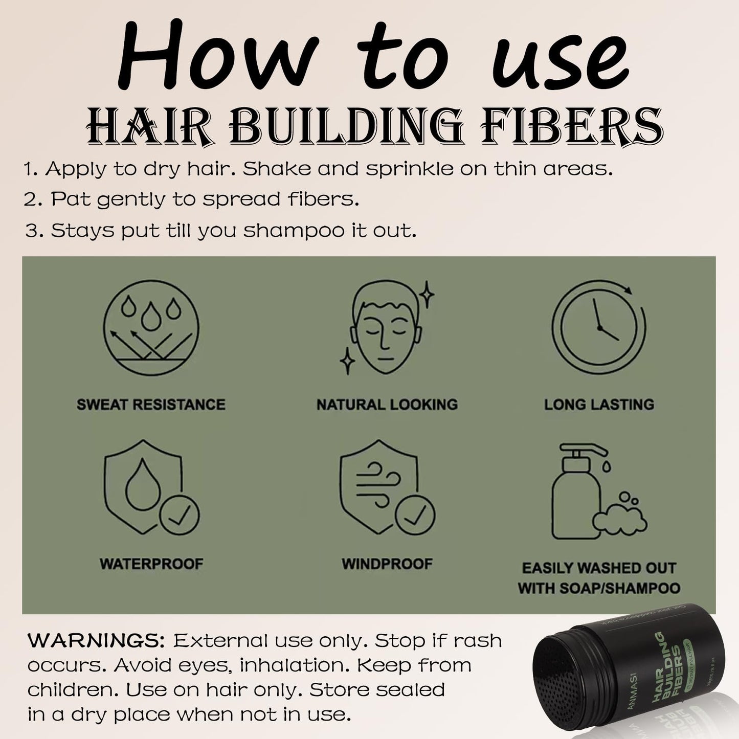 Authentic Thick Fiber USA imported hair loss concealer bottle for men and women.