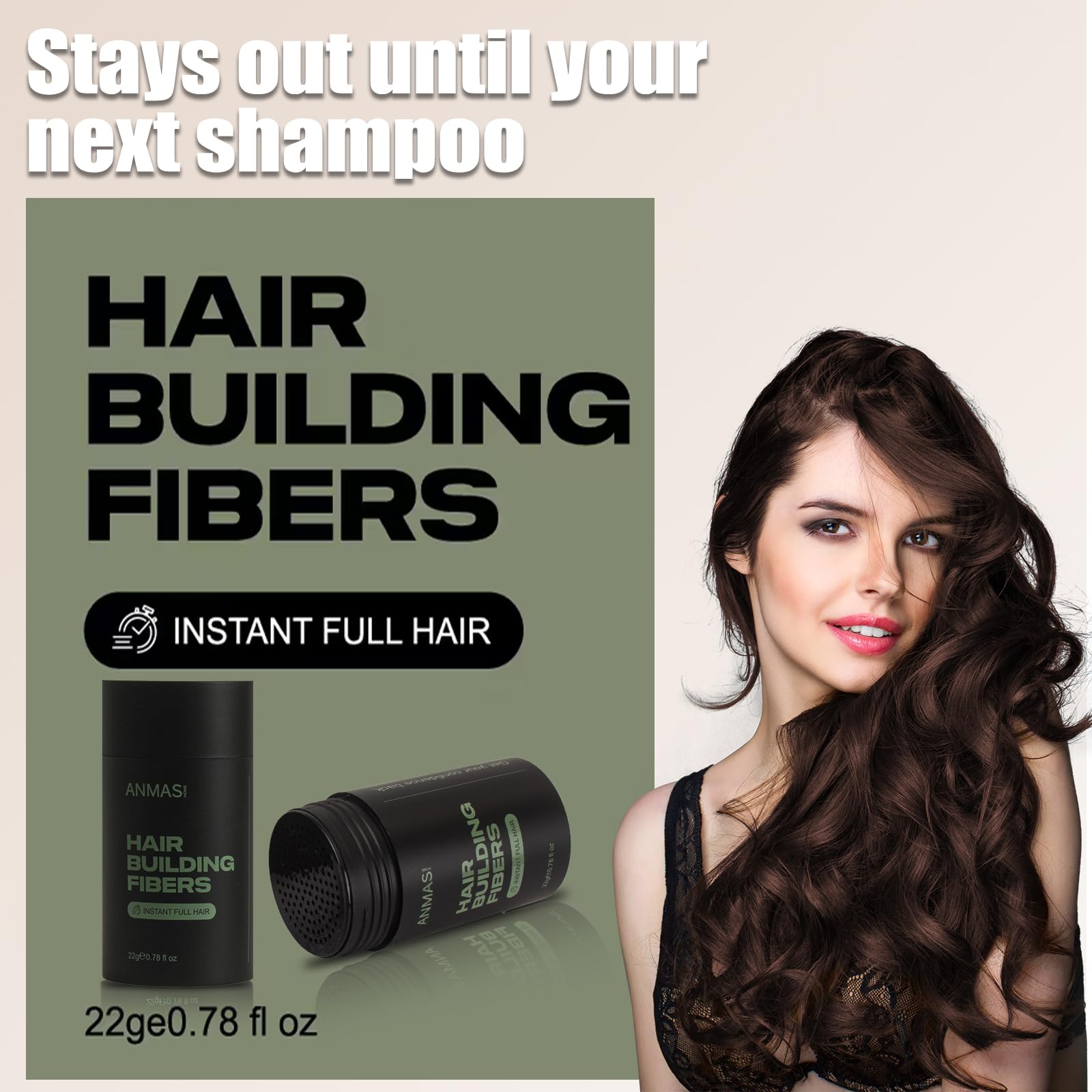 Side view of Thick Fiber hair building product detailing directions for thinning scalp application.