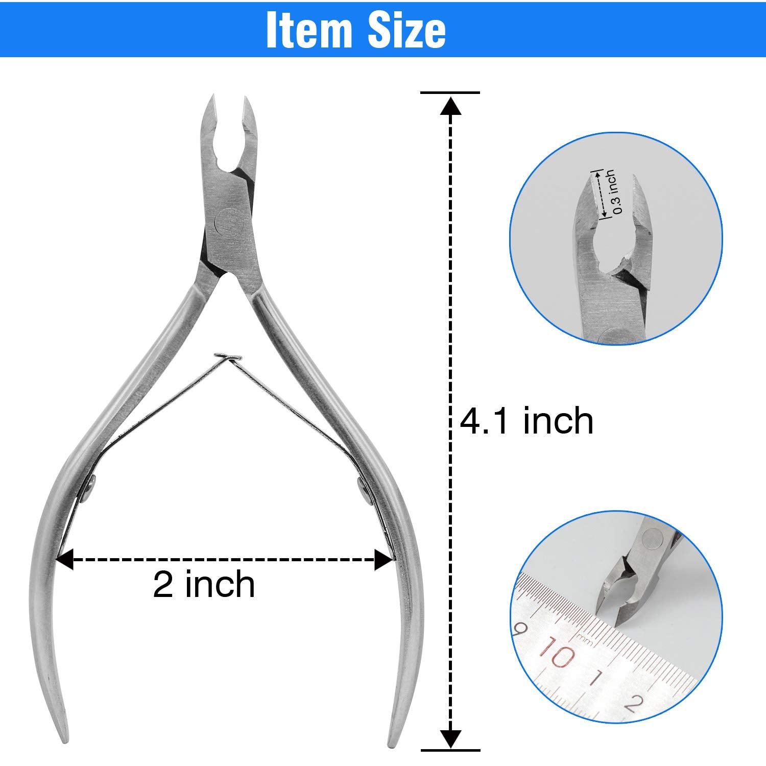 Close up of Koyata stainless steel cuticle nipper jaw blades